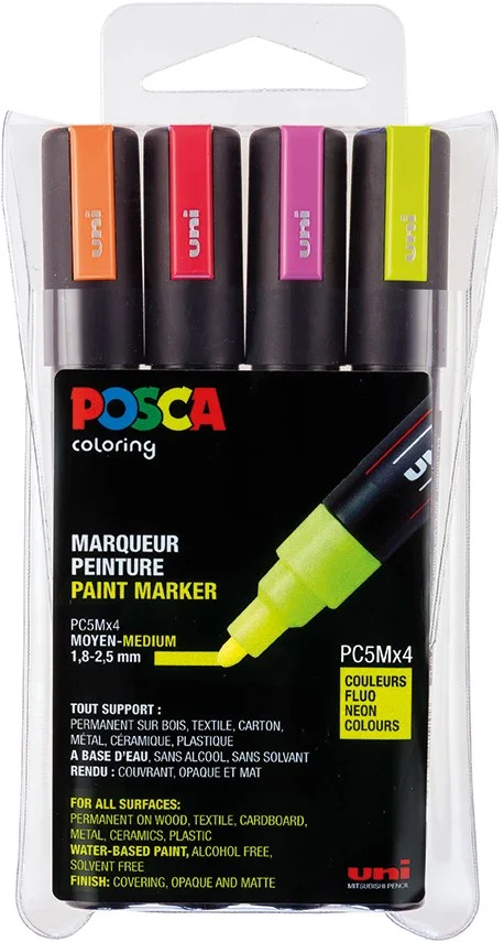 Uni Posca Uni Posca Verfmarker 4 Set 5M Neon