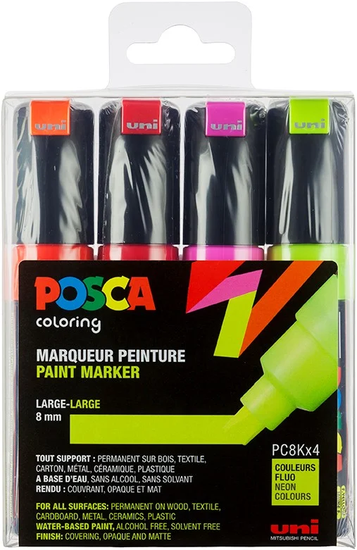 Uni Posca Uni Posca Verfmarker 4 Set 8K Neon