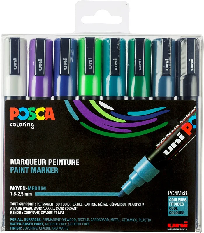 Uni Posca Uni Posca Verfmarker 8 Set 5M Koud