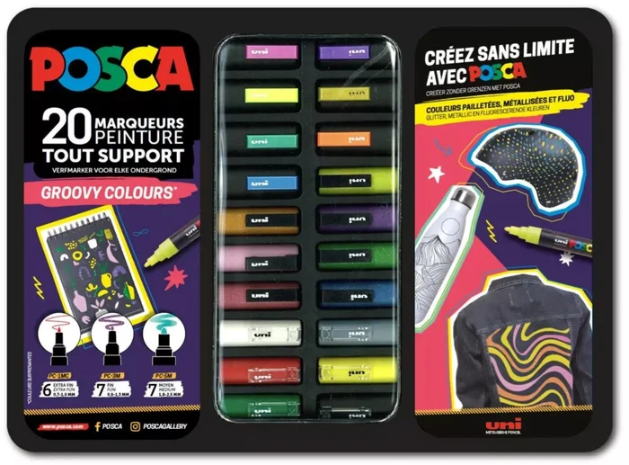 Uni Posca Uni Posca Verfmarker Koffer Groovy Colours 20 stuks