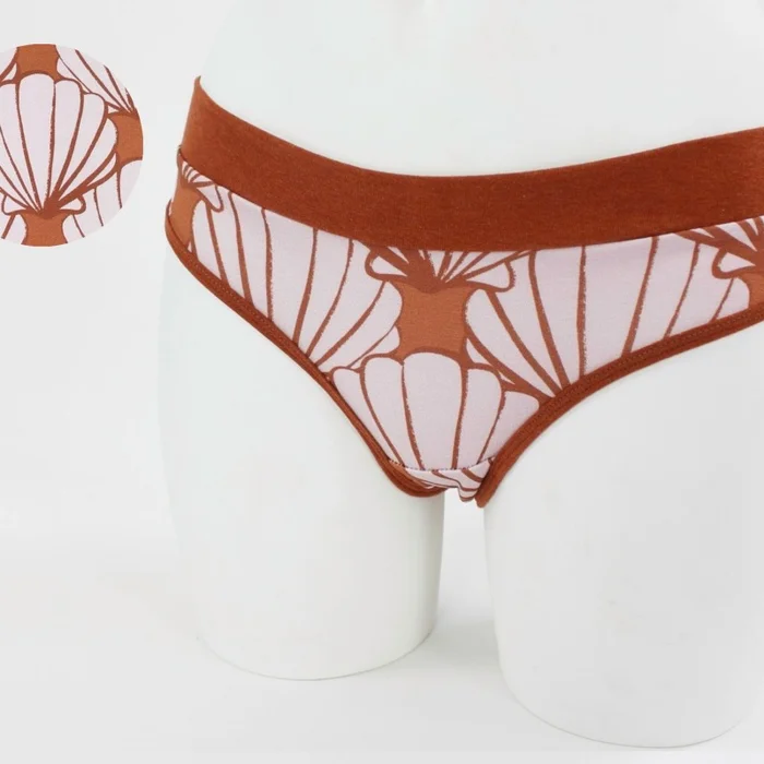 Unterhose für Frauen, terracotta mit Muscheln, Damen-Slip S, M, L, XL