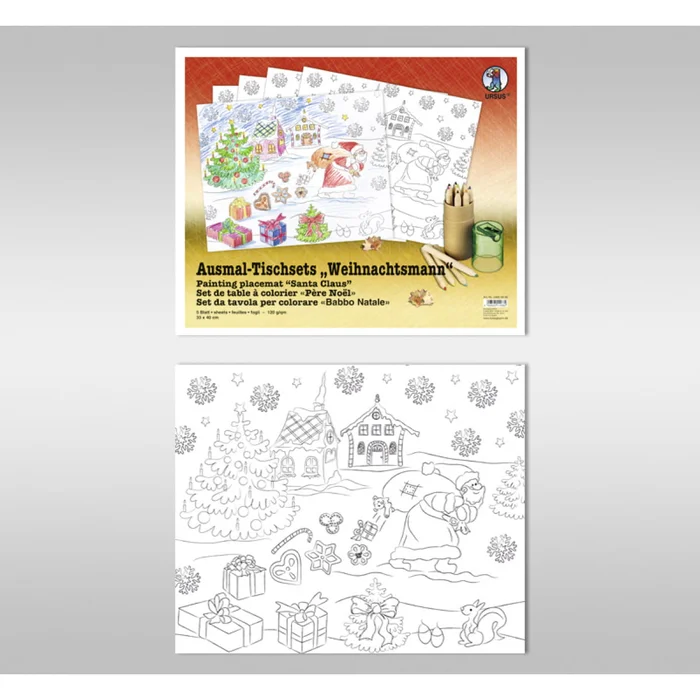 URSUS Ausmal-Tischset Weihnachtsmann, 5Bl.
