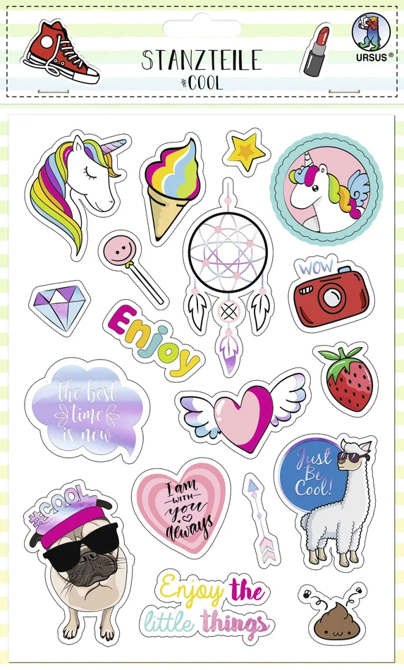 URSUS Stanzteile „#Cool“, 113 Teile + 150 Klebepads