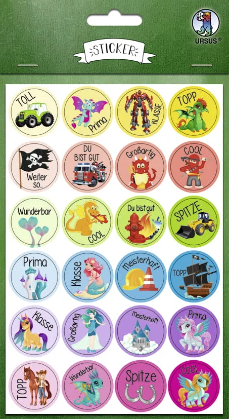 URSUS Sticker „MOTIVATION“, sortiert, 96 Sticker, 24 Motive