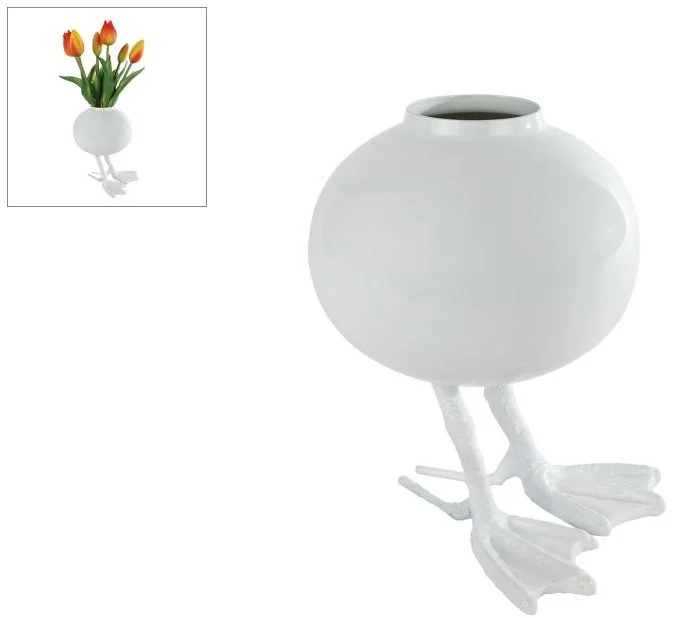 Vaas Duck S wit metaal 12x12x16cm