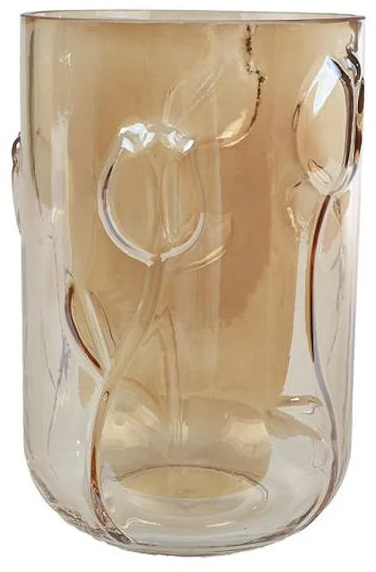 Vaas/windlicht Fem luster amber glas 13,5×13,5×18,5cm