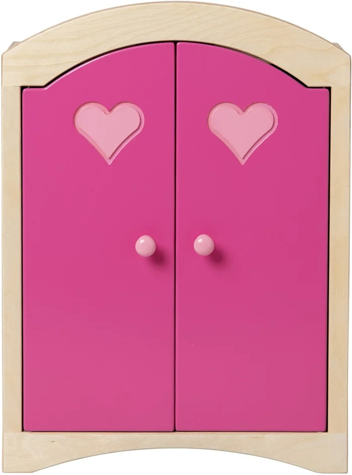 Van Dijk Toys Puppenkleiderschrank – Natur mit Rosa (Kinderbetreuungsqualitt)