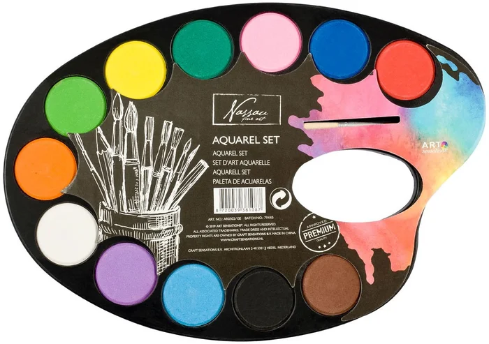 Verfpalet Aquarel, 12 Kleuren