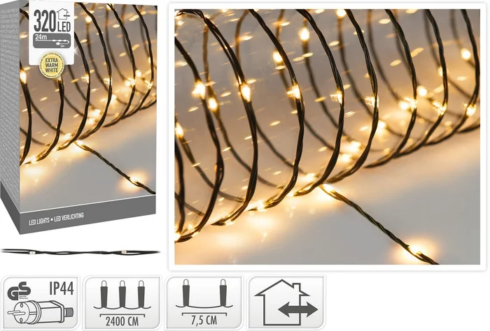 Verlichting 320LED Wire 24M Extra Warm Wit – IP44