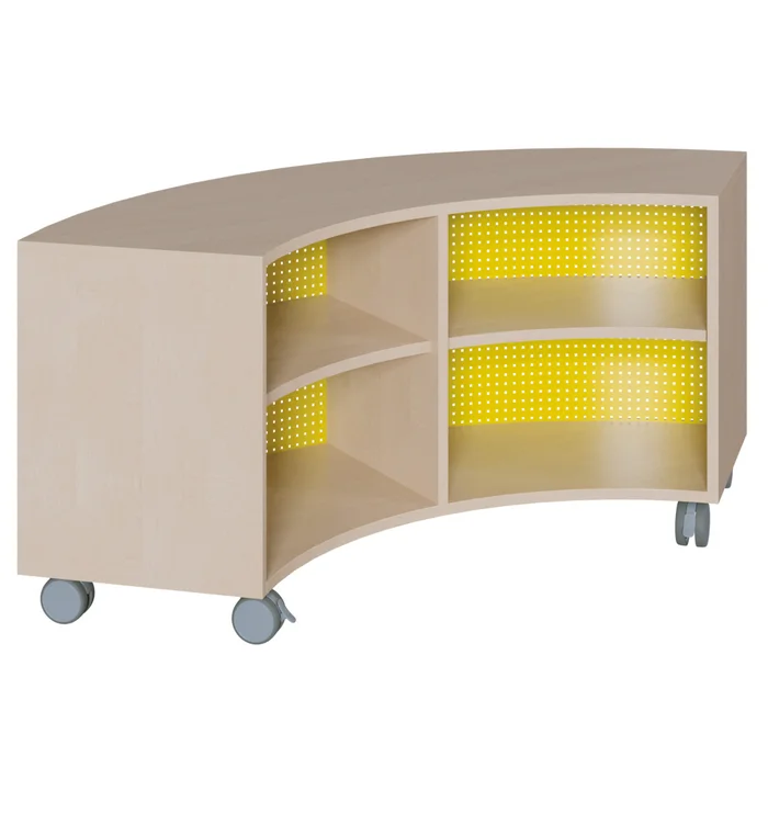 Viertelkreisschrank mit Lochblechrückwand, Anstelltiefe 40 cm, Höhe 62,5 cm