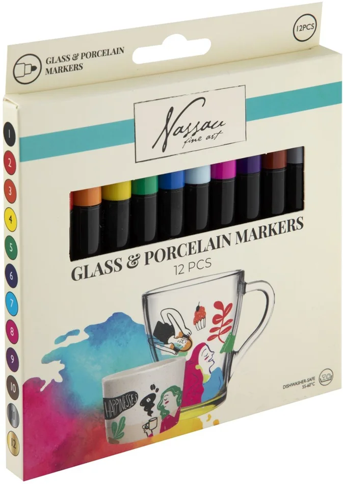 Viltstiften Glas en Porselein 12 Stuks