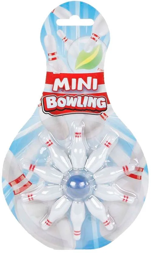 Vingerbowling Spel met 10 Kegels en Knikker, 11dlg.