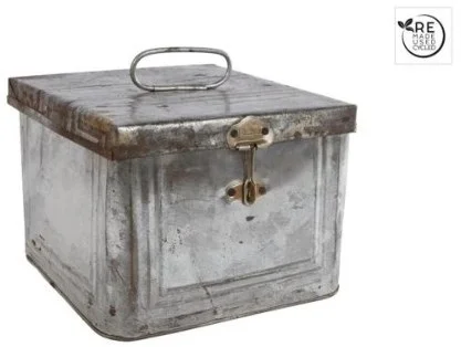 Voorraadblik „Storage“ naturel metaal 22x22x17 cm