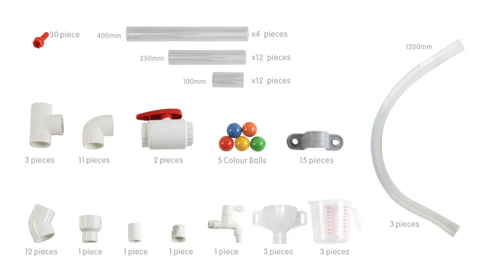 Wasser- und Kugelbahn für Wandspielplatte Outdoor mit viel Zubehör 119 tlg. Set