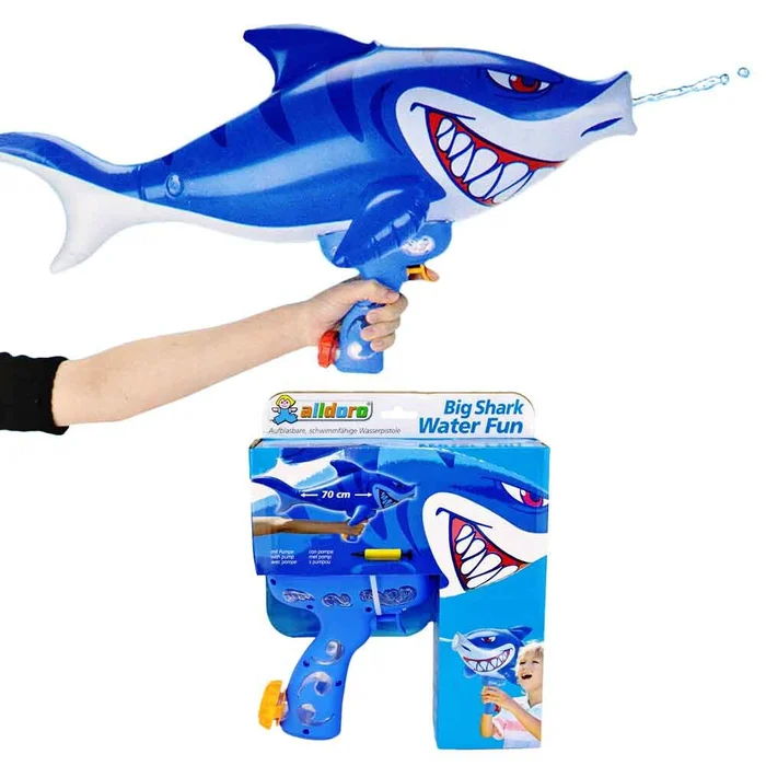 Wasserpistole Haifisch mit aufblasbarem Motiv – ca. 70 cm