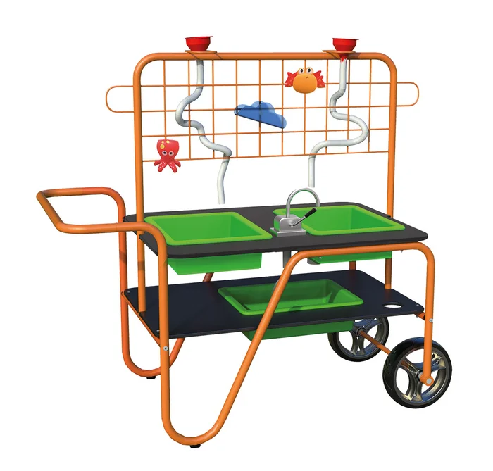 Wassertisch mobil, 2 Wannen, Wand und Pumpe