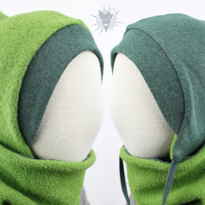 Wollmütze für Kinder grün mit dunkelgrün