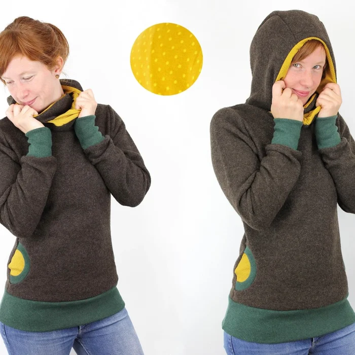 Wollpulli braun mit Punkten