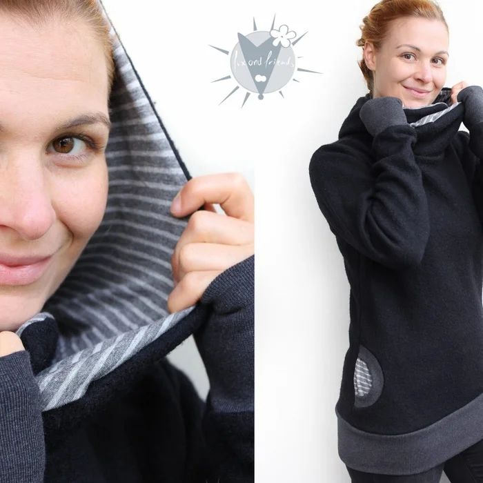 Wollpulli schwarz mit Streifen