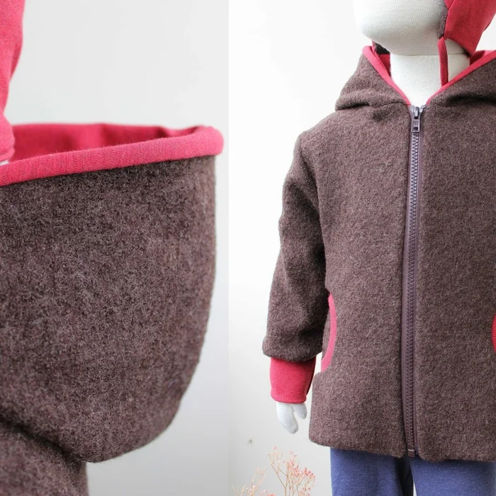 Wollwalkjacke braun mit rot-meliert