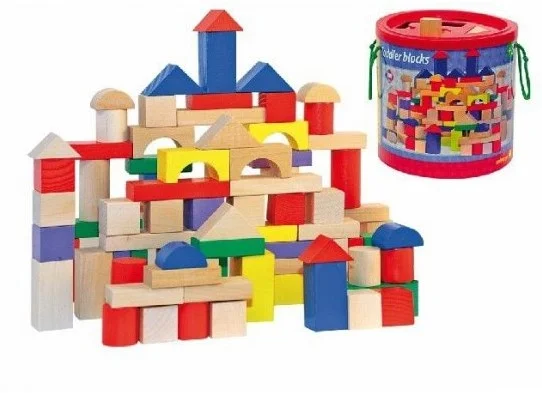Woody 100 Holzbausteine ??blanko/farbig. 90905
