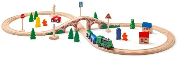 Woody Woody Eisenbahnset mit elektr. Lokomotive im Fass