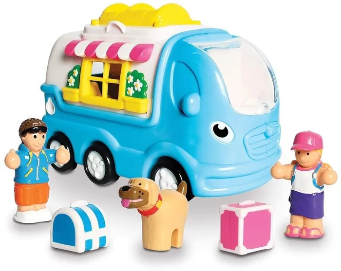 WOW Toys 10324 Kitty Camper Van Kleinkindspielzeug für Kinder von 1-5 Jahre, Blue/Green/Yellow/White