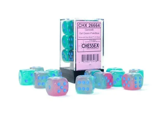 Würfelset: Gemini Gel Green-Pink/blue LUMINARY (12)